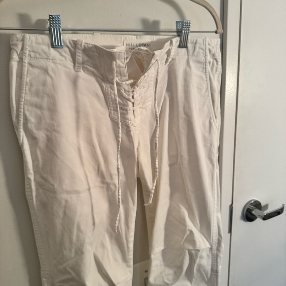NIKI LOTAN lace up white tapered pants - Picture 4 of 5